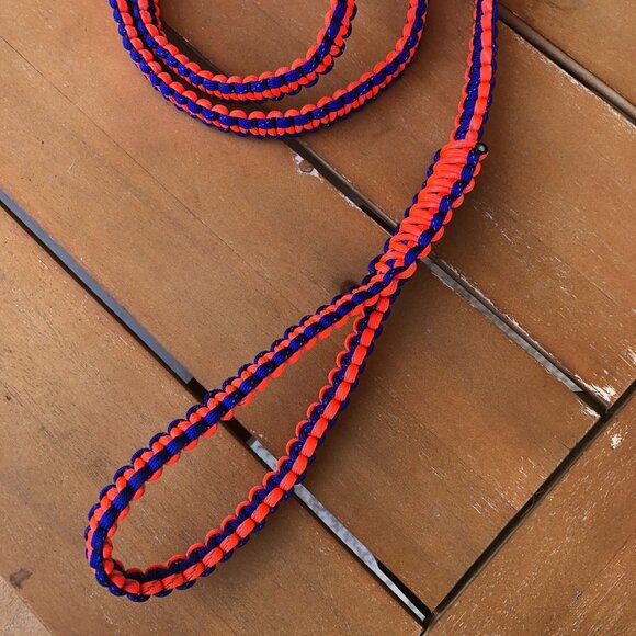 Blue & Neon Orange Dog Leash 54" Reflective Paracord ~ New Handmade in USA - Picture 3 of 8